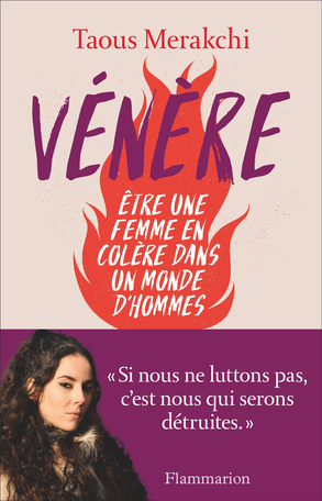couverture du livre Vénère de Taous Merakchi, représentant une flamme rouge sur un fond violet. Du texte blanc dit 