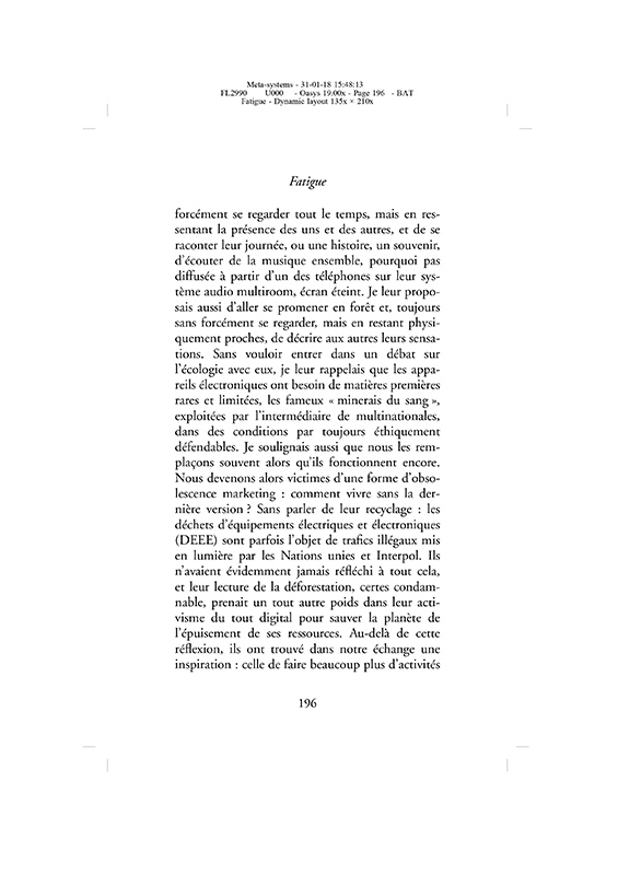 Fatigue De Leonard Anthony Editions Flammarion