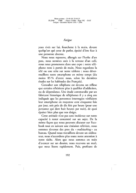 Fatigue De Leonard Anthony Editions Flammarion